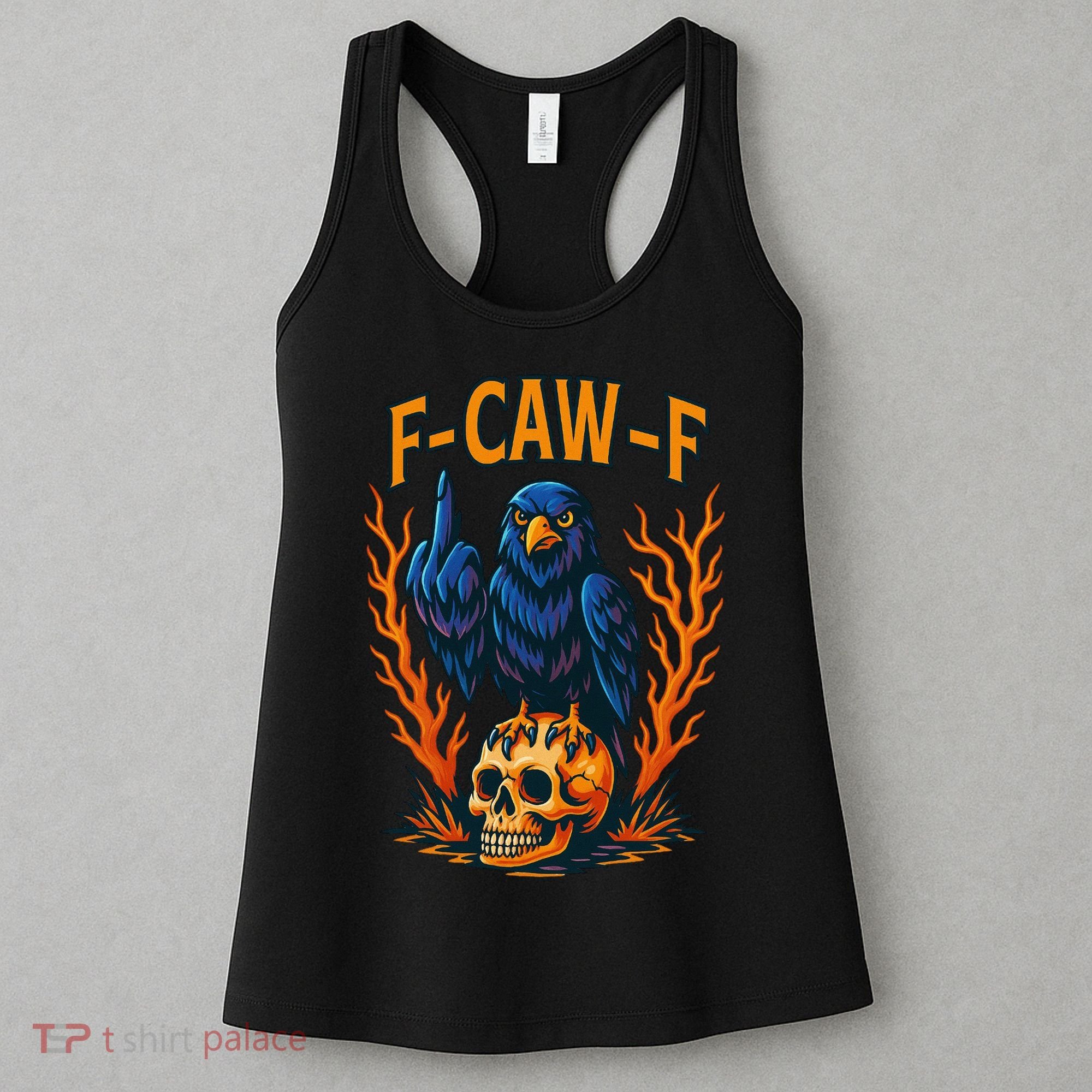 F-Caw-F Funny Crow Skeleton Skull Meme Women's Tank Top