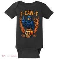 F-Caw-F Funny Crow Skeleton Skull Meme Baby Bodysuit thumb 0