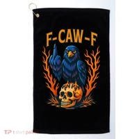 F-Caw-F Funny Crow Skeleton Skull Meme Golf Towel thumb 0