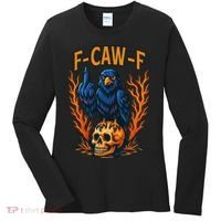 F-Caw-F Funny Crow Skeleton Skull Meme Women's Long Sleeve Shirt thumb 0