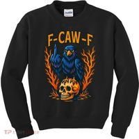 F-Caw-F Funny Crow Skeleton Skull Meme Kids Sweatshirt thumb 0