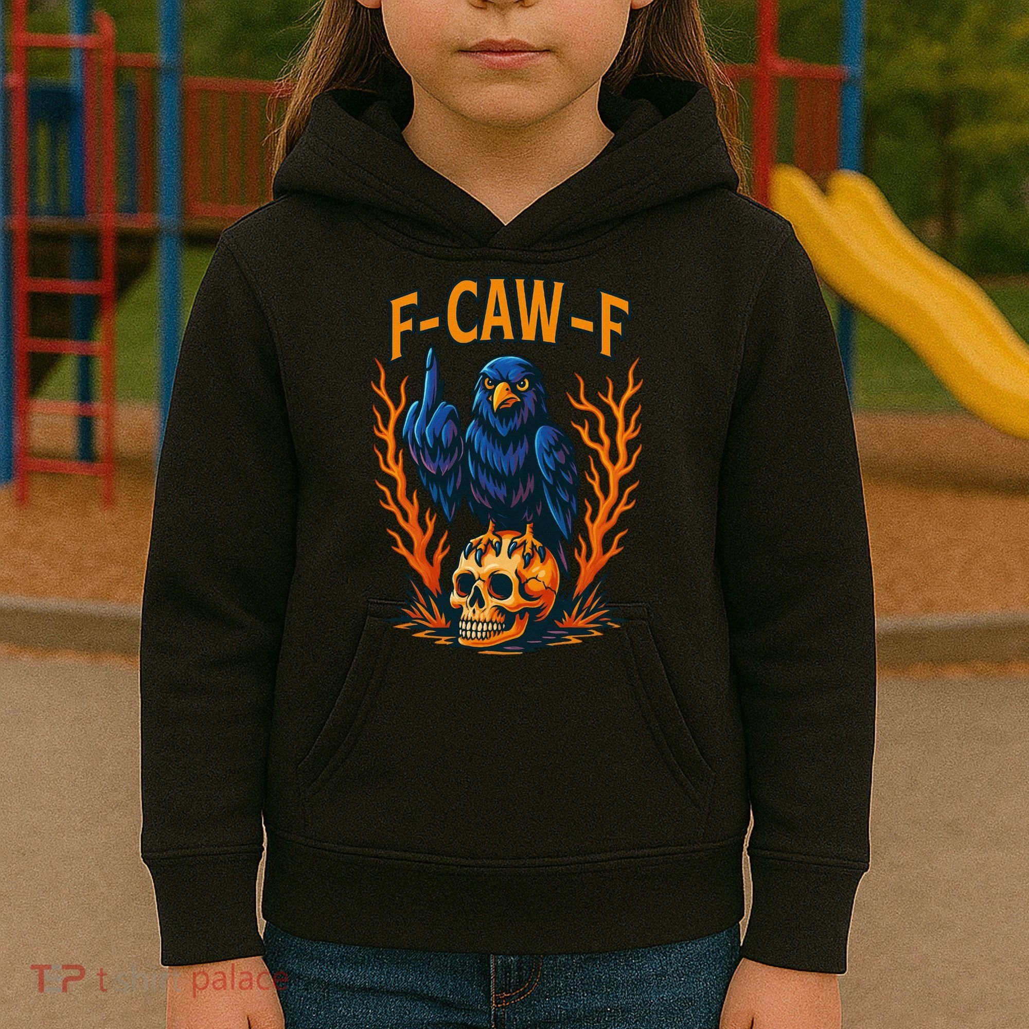 F-Caw-F Funny Crow Skeleton Skull Meme Kids Hoodie