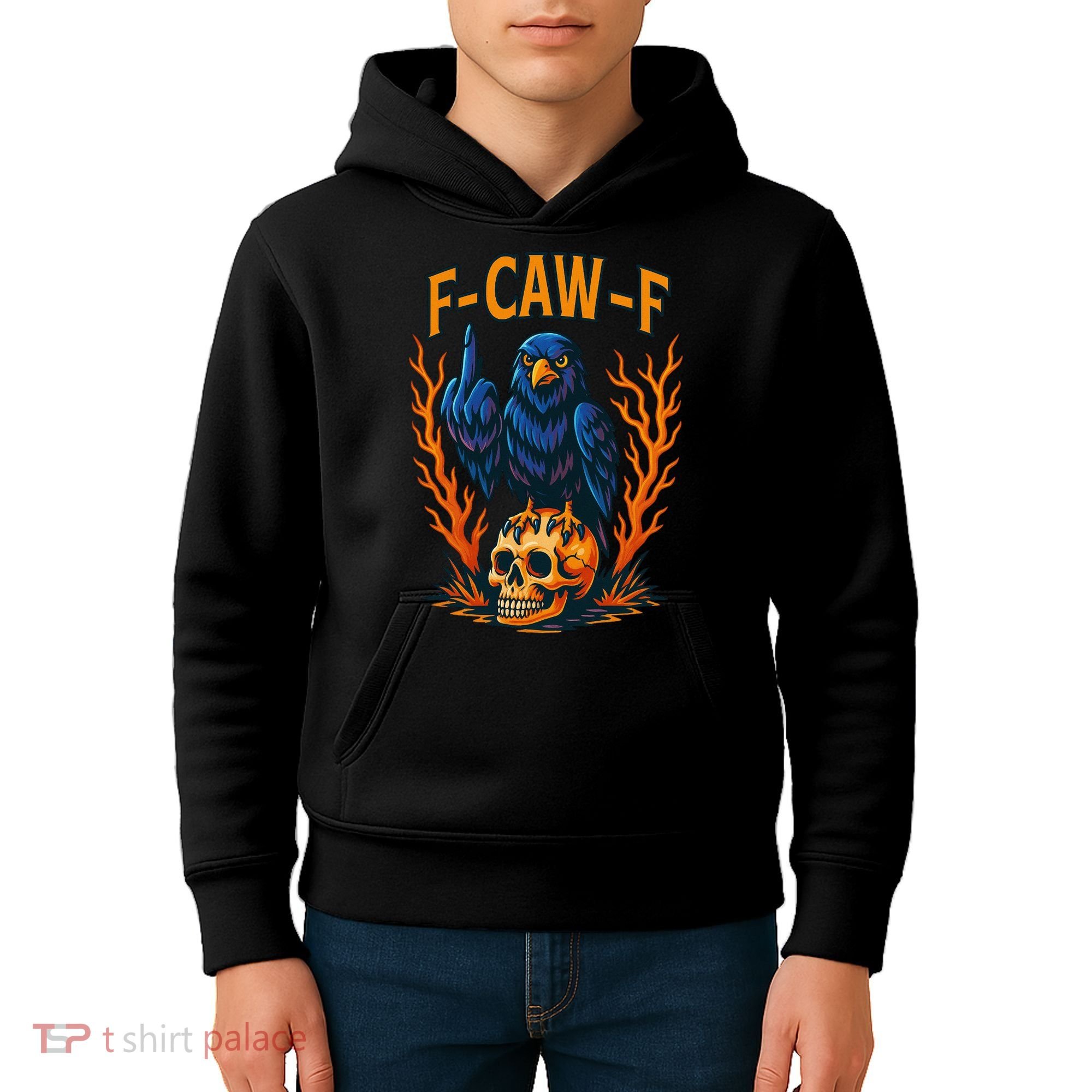 F-Caw-F Funny Crow Skeleton Skull Meme Kids Hoodie