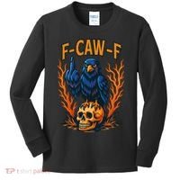 F-Caw-F Funny Crow Skeleton Skull Meme Kids Long Sleeve Shirt thumb 0