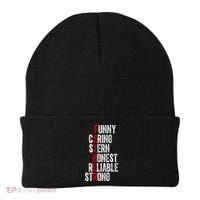 Fathers Funny Caring Stern Honest Reliable Strong Beanie thumb 0