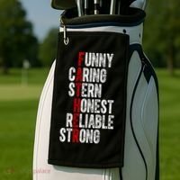 Fathers Funny Caring Stern Honest Reliable Strong Golf Towel thumb 2