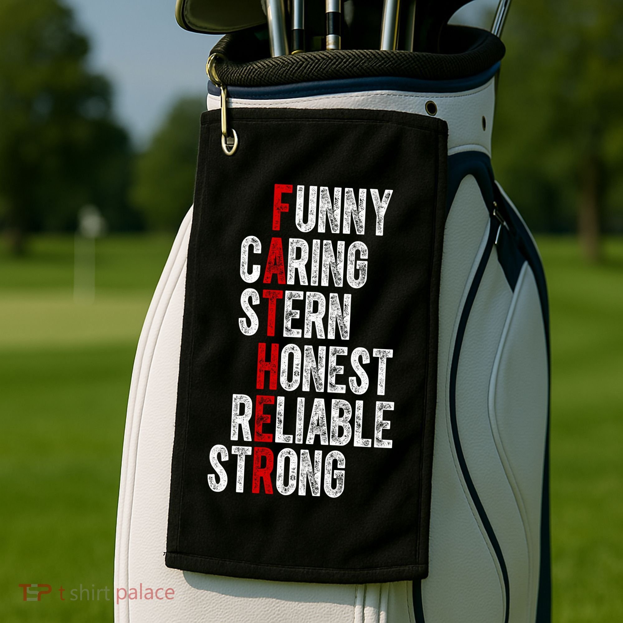 Fathers Funny Caring Stern Honest Reliable Strong Golf Towel