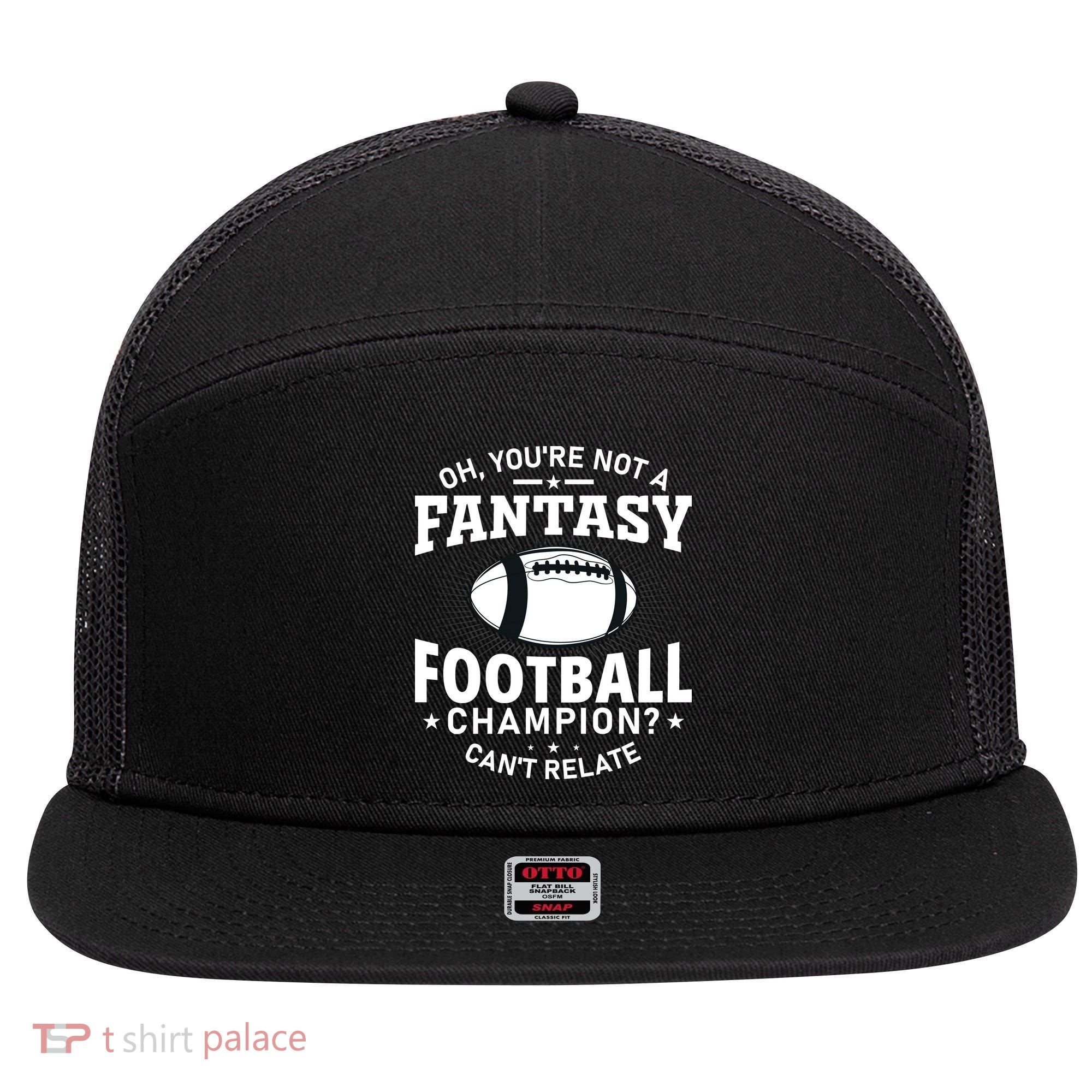 Fantasy Football Champion Slogan 7 Panel Mesh Trucker Snapback Hat