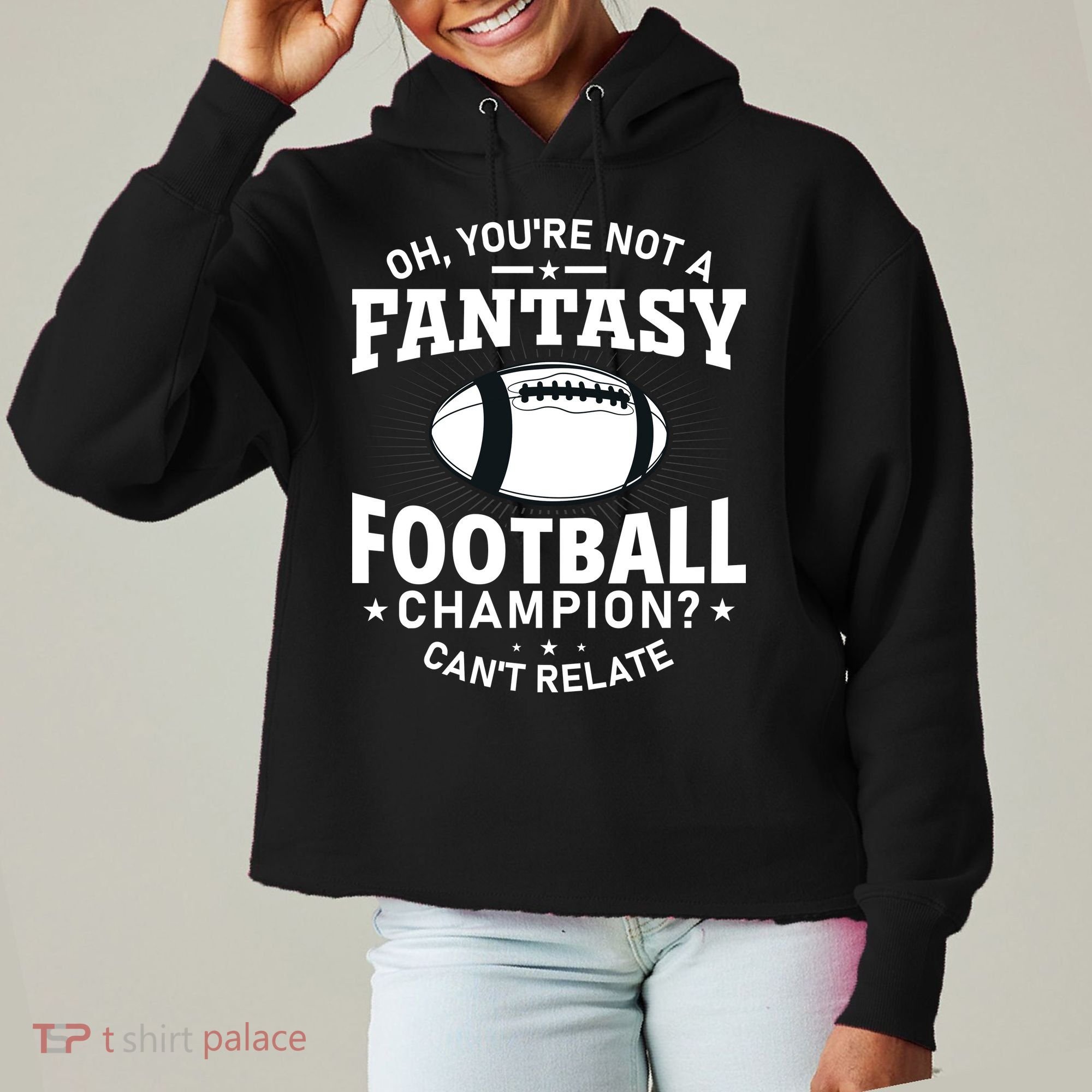 Fantasy Football Champion Slogan Ladies Heavyweight Boxy Pullover Hoodie