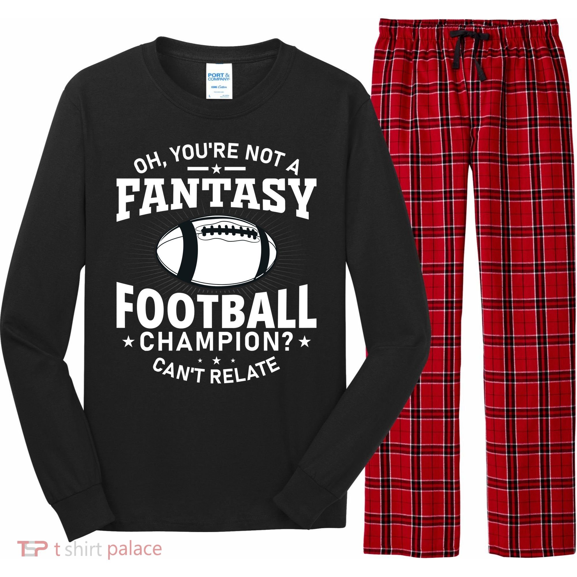 Fantasy Football Champion Slogan Long Sleeve Pajama Set