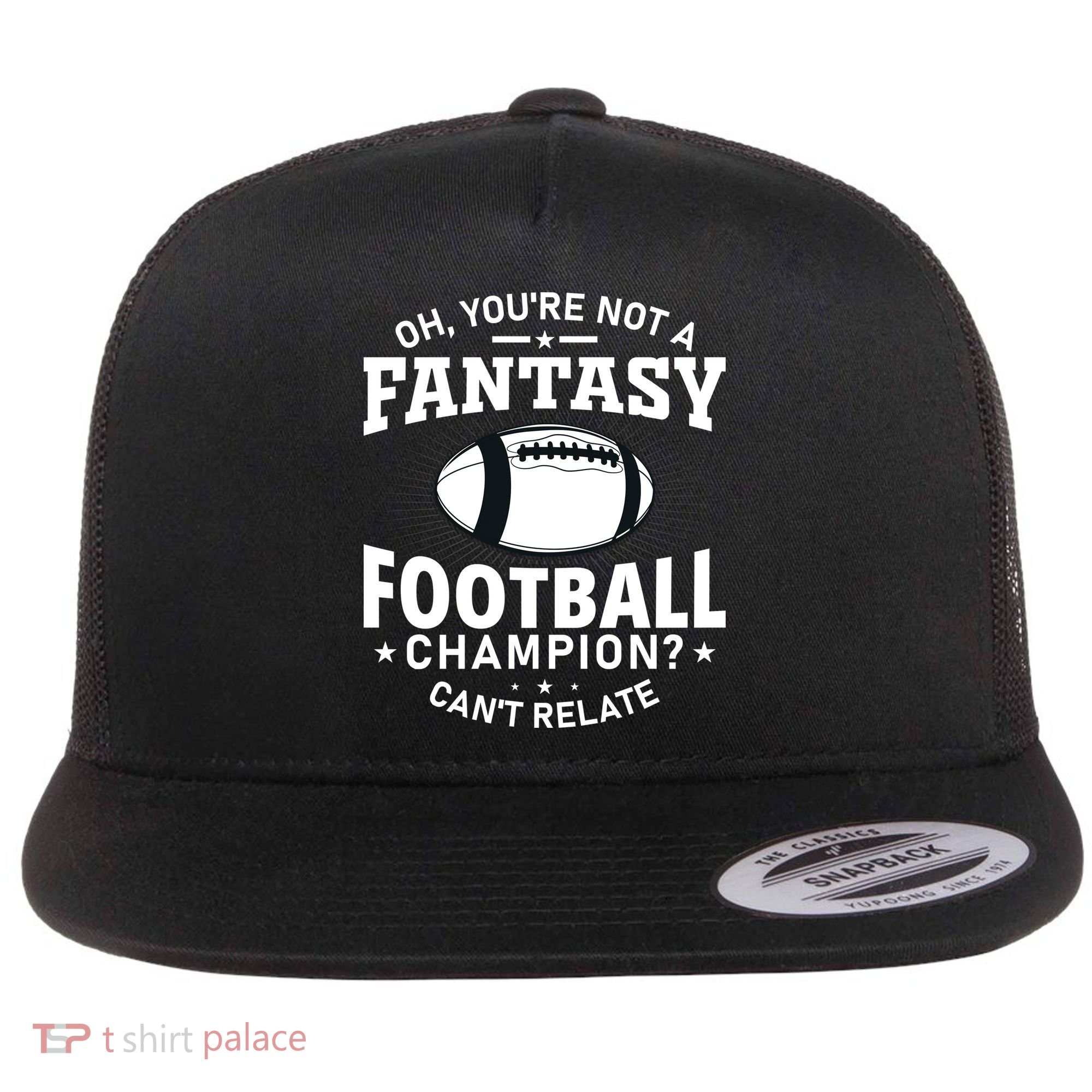 Fantasy Football Champion Slogan Flat Bill Trucker Hat