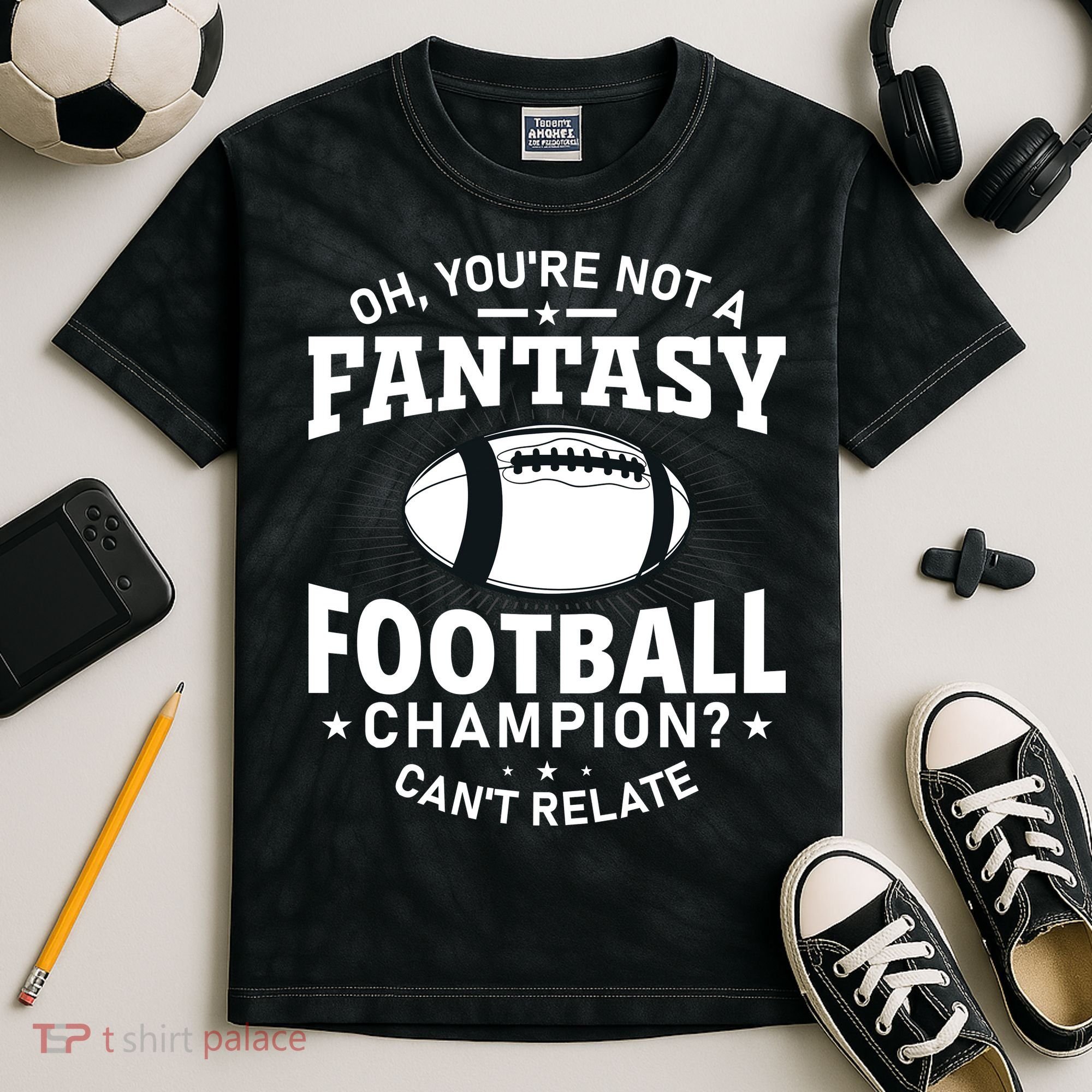 Fantasy Football Champion Slogan Kids Tie-Dye T-Shirt