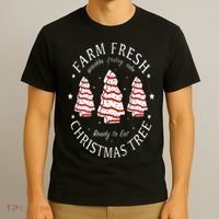 Farm Fresh Christmas Tree Cakes Funny Tree Farm Xmas Pajamas T-Shirt thumb 3