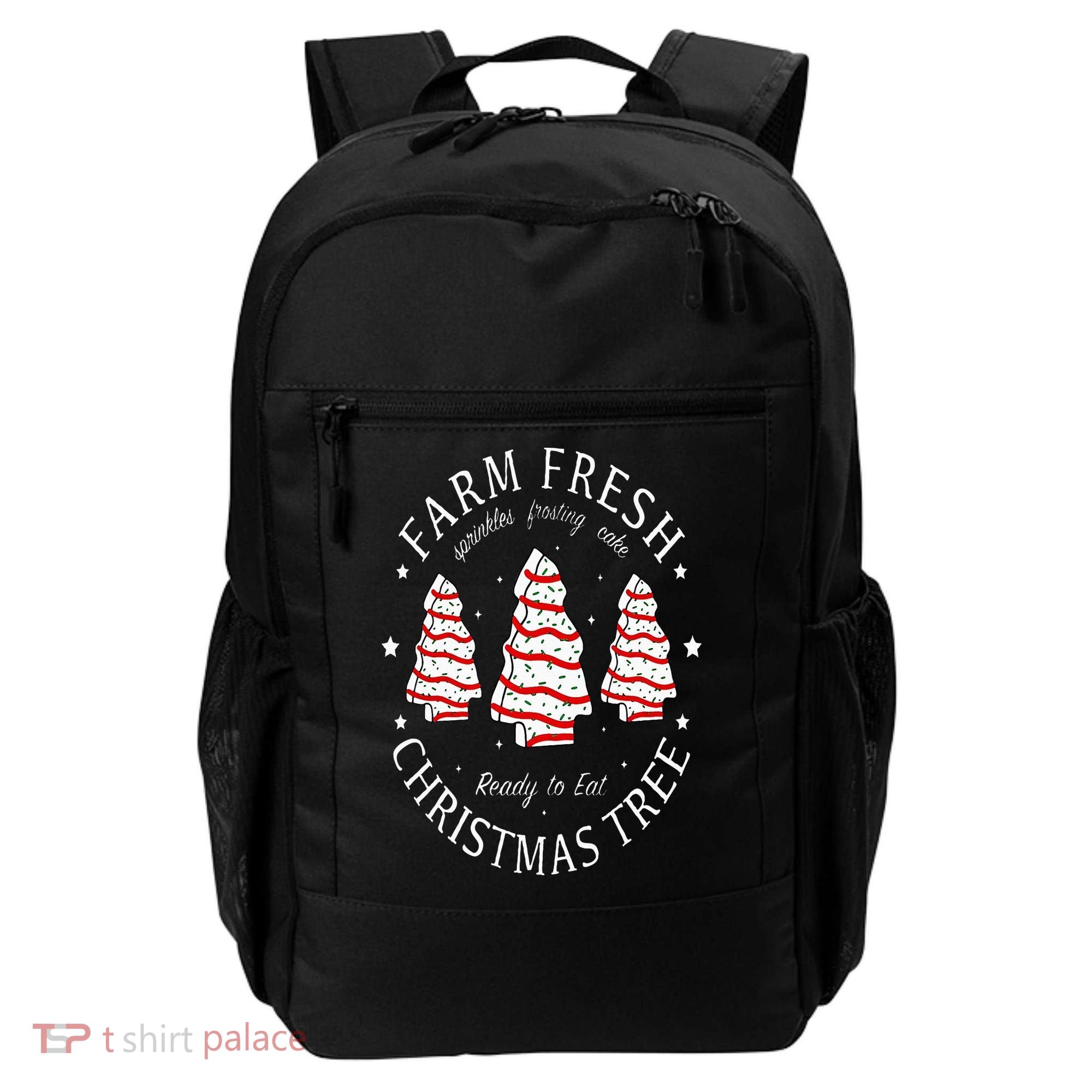 Farm Fresh Christmas Tree Cakes Funny Tree Farm Xmas Pajamas Backpack