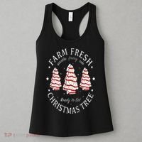 Farm Fresh Christmas Tree Cakes Funny Tree Farm Xmas Pajamas Women's Tank Top thumb 3