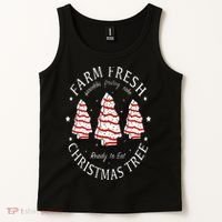 Farm Fresh Christmas Tree Cakes Funny Tree Farm Xmas Pajamas Tank Top thumb 2