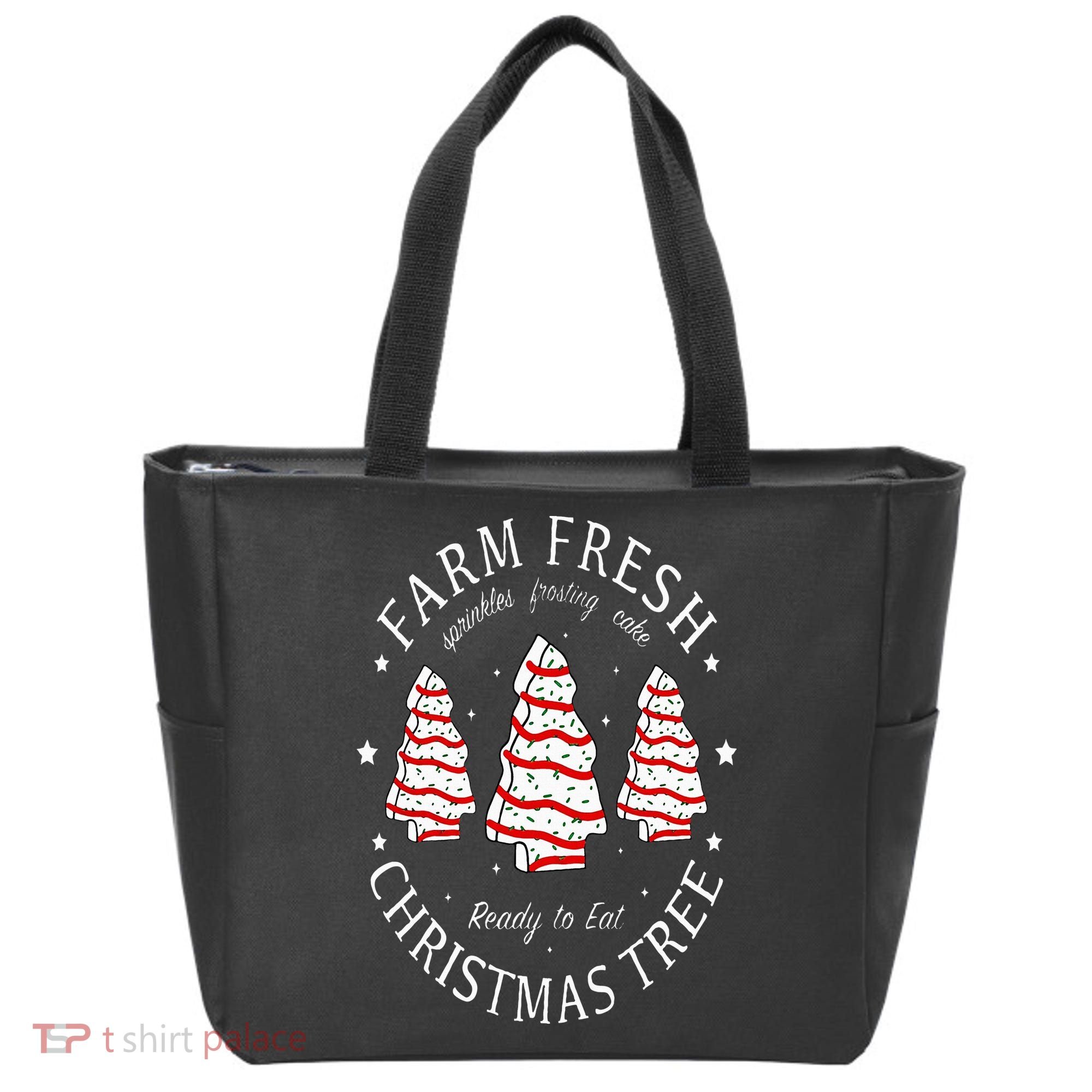 Farm Fresh Christmas Tree Cakes Funny Tree Farm Xmas Pajamas Tote Bag
