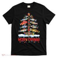 Fish Fishing Christmas Tree Lights Merry Fishmas Fishermen T-Shirt thumb 0