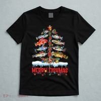 Fish Fishing Christmas Tree Lights Merry Fishmas Fishermen T-Shirt thumb 5