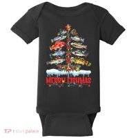 Fish Fishing Christmas Tree Lights Merry Fishmas Fishermen Baby Bodysuit thumb 0