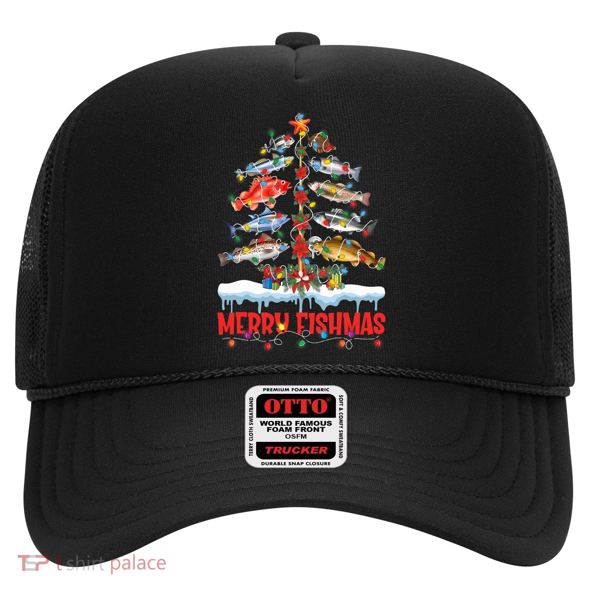 Fish Fishing Christmas Tree Lights Merry Fishmas Fishermen Hat
