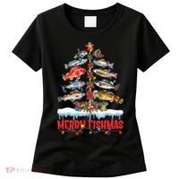 Fish Fishing Christmas Tree Lights Merry Fishmas Fishermen Women's T-Shirt thumb 0