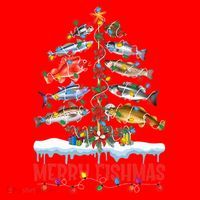 Fish Fishing Christmas Tree Lights Merry Fishmas Fishermen Santa Hat thumb 1