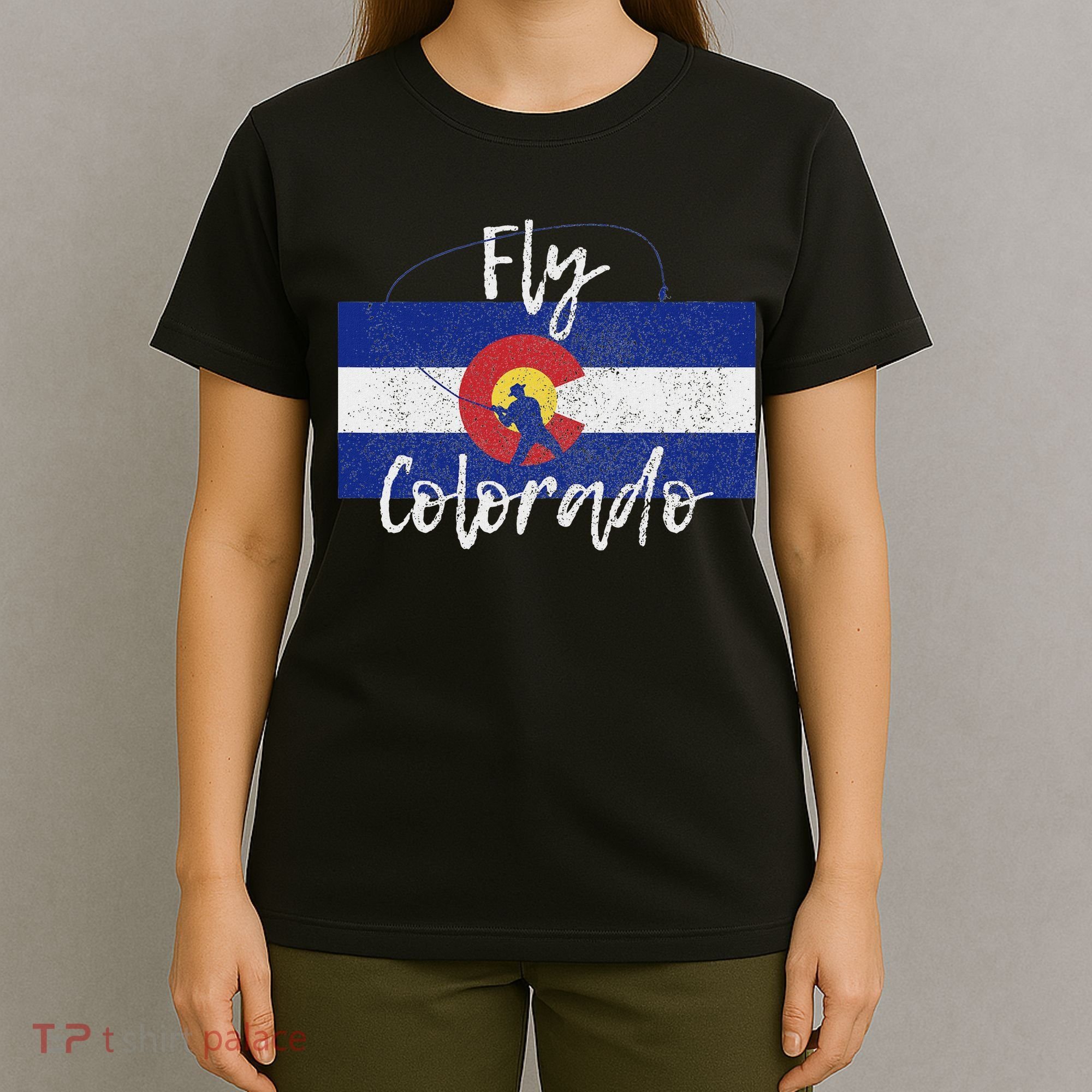 Fly Fishing Colorado Flag Souvenir Trout Fisherman T-Shirt