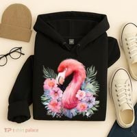 Floral Flamingo Cute Tropical Hoodie thumb 4