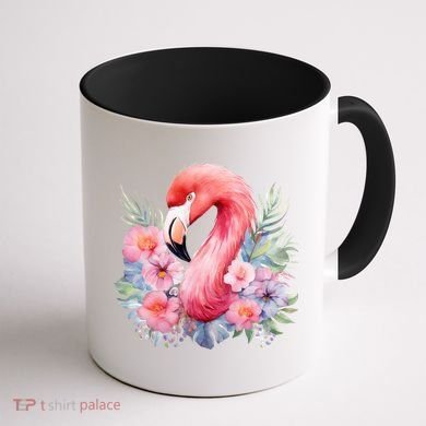 Floral Flamingo Cute Tropical Coffee Mug back