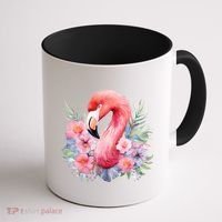 Floral Flamingo Cute Tropical Coffee Mug thumb 1