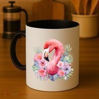 Floral Flamingo Cute Tropical Coffee Mug thumb 4