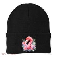 Floral Flamingo Cute Tropical Beanie thumb 0