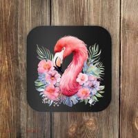 Floral Flamingo Cute Tropical Coaster thumb 0