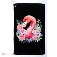 Floral Flamingo Cute Tropical Golf Towel thumb 0