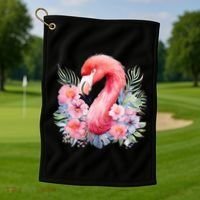 Floral Flamingo Cute Tropical Golf Towel thumb 1