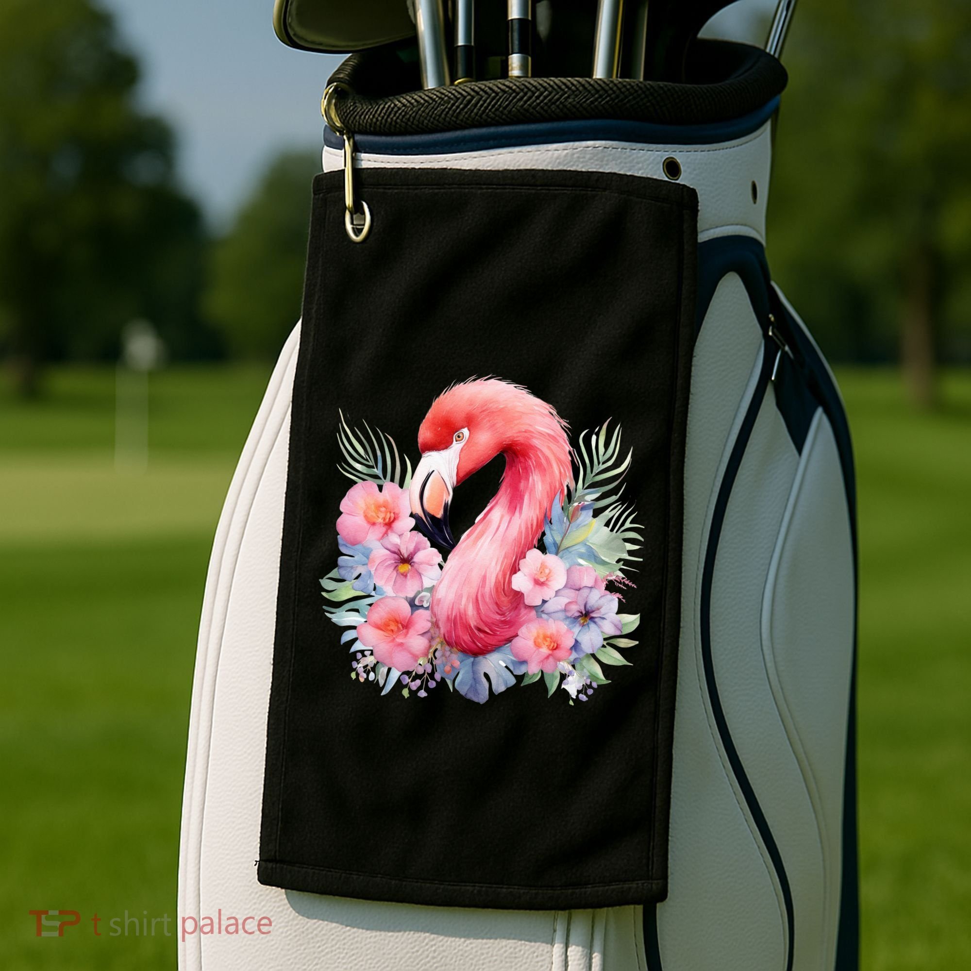 Floral Flamingo Cute Tropical Golf Towel