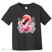 Floral Flamingo Cute Tropical Toddler T-Shirt thumb 0