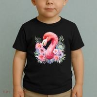 Floral Flamingo Cute Tropical Toddler T-Shirt thumb 2