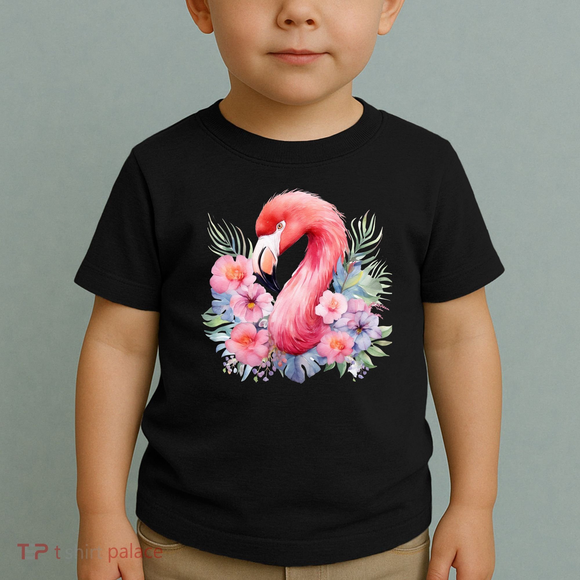 Floral Flamingo Cute Tropical Toddler T-Shirt
