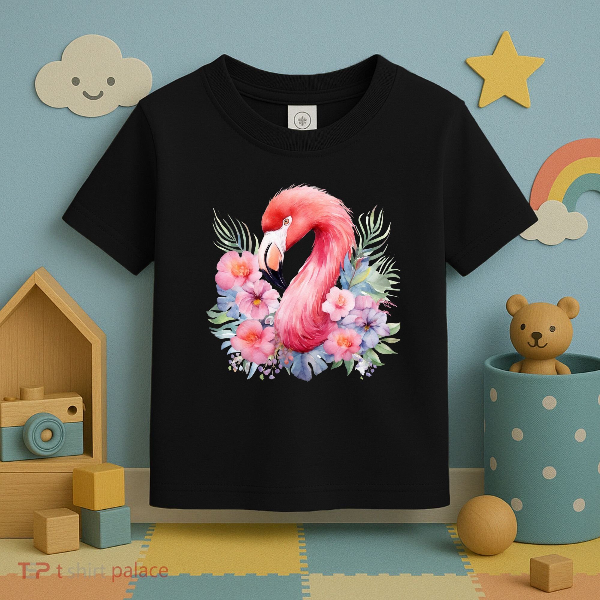 Floral Flamingo Cute Tropical Toddler T-Shirt