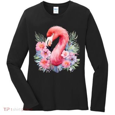 Floral Flamingo Cute Tropical Women's Long Sleeve Shirt