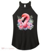 Floral Flamingo Cute Tropical Women's Perfect Tri Rocker Tank thumb 0