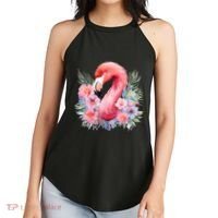 Floral Flamingo Cute Tropical Women's Perfect Tri Rocker Tank thumb 2