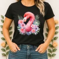 Floral Flamingo Cute Tropical Women's T-Shirt thumb 2