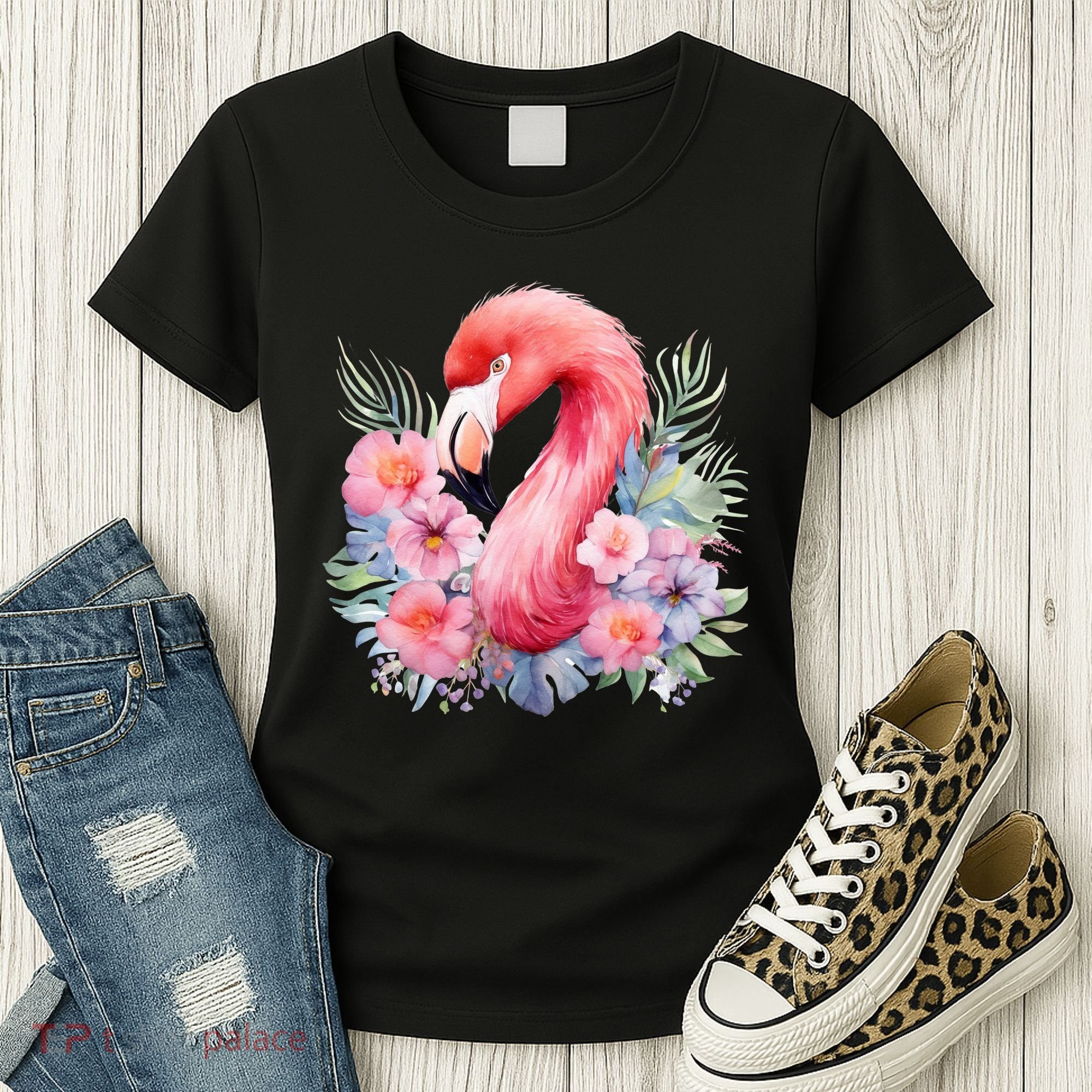 Floral Flamingo Cute Tropical Women's T-Shirt