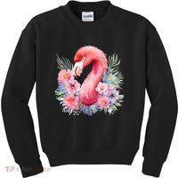 Floral Flamingo Cute Tropical Kids Sweatshirt thumb 0