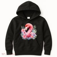 Floral Flamingo Cute Tropical Kids Hoodie thumb 0