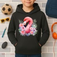 Floral Flamingo Cute Tropical Kids Hoodie thumb 2