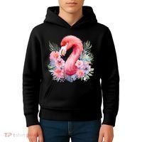 Floral Flamingo Cute Tropical Kids Hoodie thumb 4
